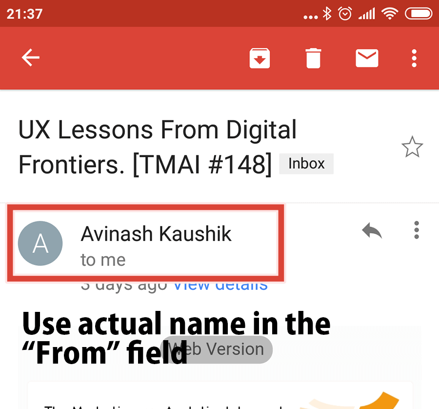 Use the actual name in the From field