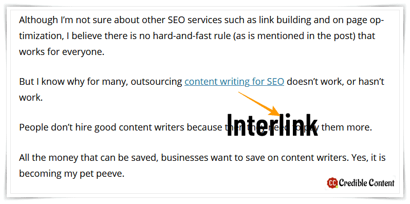 Interlinking helps SEO copywriting