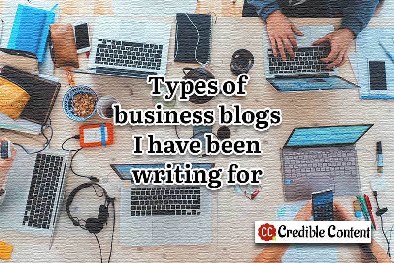Types of business blogs I have been writing for as a blog writer