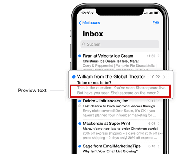 Email preview text screenshot